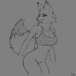 absurd_res andromorph anthro bimbimbambam canid canine clothed clothing diane_foxington dreamworks female fluffy fluffy_tail fox fur hi_res intersex mammal pantsless side_view solo tail the_bad_guys