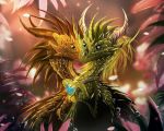  2019 blue_eyes detailed_background digital_media_(artwork) dragon duo feral green_eyes green_scales horn membranous_wings scales telleryspyro wings wyvern 