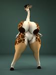  3d_(artwork) anthro anthroanim big_breasts breasts digital_media_(artwork) female fur giraffe hair huge_breasts hyper hyper_breasts kenja_giraffe looking_at_viewer mammal nude pussy simple_background smile solo standing thick_thighs wide_hips 