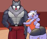  big_breasts big_butt breasts butt canine caprine clothing dreamcastzx1 female fluffy huge_breasts huge_butt huge_thighs male mammal muscular sheep shorts wide_hips wolf 
