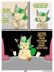 3:4 absurd_res anthro canid canine comic confident dialogue digital_drawing_(artwork) digital_media_(artwork) eeveelution english_text flamberry_(artist) fur generation_4_pokemon generation_5_pokemon hair hi_res leafeon lyennan_venizee_flare_(flamberry) male mammal maya_lin_(flamberry) mienfoo nintendo open_mouth pokemon pokemon_(species) simple_background smile solo tan_body tan_fur text