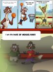 2024 4_fingers anthro ball basketball_(ball) basketball_court basketball_hoop bottomwear brown_body brown_fur canid canine cheek_tuft clothed clothing comic day detailed_background dialogue disney duke_weaselton english_text facial_tuft fairytalesartist fingers fox fur hi_res inside jumping looking_at_object macro macro_anthro male mammal multicolored_body multicolored_fur multicolored_tail mustelid musteline pivoted_ears red_eyes red_fox scared shirt shocked shocked_expression shorts smile solo solo_focus speech_bubble tail tank_top teeth text topwear true_fox true_musteline tuft weasel zootopia