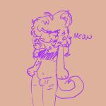 anthro bottomless clothed clothing felid female fur genitals hi_res hybrid jayden_(starrmutt) liger mammal pantherine penis purple_body purple_fur sketch small_penis solo starrmutt trans_(lore) trans_woman_(lore)