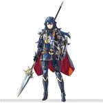  alternate_costume armor blue_eyes blue_hair fire_emblem fire_emblem:_kakusei fire_emblem_heroes kozaki_yuusuke long_hair looking_at_viewer lucina official_art polearm shield simple_background smile solo spear standing tiara weapon white_background 