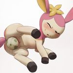  2016 blush cervine clitoris deerling egg eyes_closed female feral hi_res hooves mammal nintendo oviposition penetration pok&eacute;mon presenting pussy pussy_juice simple_background solo spreading spring_deerling vaginal vaginal_penetration video_games white_background youjomodoki 