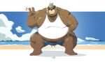  5_fingers anthro ashigara_(tas) bear belly big_belly brown_body clothed clothed_anthro clothed_male clothing eyebrows feet fingers green_hair hair hi_res humanoid_hands lifewonders male male_anthro mammal overweight overweight_anthro overweight_male riisago shirt solo thick_eyebrows toes tokyo_afterschool_summoners topwear white_clothing white_shirt white_topwear 