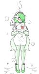  2017 absurd_res armwear blush bouquet breasts bride bulge clothed clothing dickgirl dress elbow_gloves flower footwear gloves green_lips hi_res high_heels humanoid intersex lipstick makeup mega_evolution mega_gardevoir nintendo not_furry plant pok&eacute;mon precum sealguy shoes simple_background solo tears veil video_games wedding_dress wet_spot wide_hips wife 