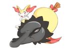  3_toes anus blush bow braixen butt female fur nintendo paws pok&eacute;mon pussy raised_tail red_eyes simple_background surprise toes video_games white_background くっぴー 