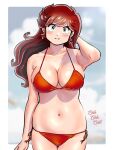  1girl benten_(urusei_yatsura) bikini breasts cleavage green_eyes highres kenken28937178 looking_at_viewer red_bikini red_hair smile solo swimsuit urusei_yatsura 