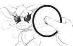  akunim black_and_white blush breath disembodied_hand dust:_an_elysian_tail eyelashes female fidget fidget_spinner mammal monochrome nimbat solo_focus sweat video_games 