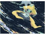  awai_(pixiv29777040) border cloud full_body grey_eyes jirachi looking_ahead no_humans open_mouth pokemon pokemon:_jirachi:_wish_maker pokemon_(anime) pokemon_(creature) pokemon_rse_(anime) solo star_(sky) star_(symbol) tanzaku white_border 