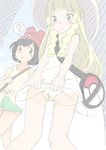  2girls ? artist_request bag bare_shoulders beanie black_eyes black_hair blonde_hair blush braid cloud collarbone dress green_eyes green_shorts hat have_to_pee jpeg_artifacts lillie_(pokemon) long_hair looking_down looking_to_the_side matching_hair/eyes mizuki_(pokemon_sm) multiple_girls outdoors panties pantyshot pantyshot_(standing) pee_stain peeing peeing_self pokemon pokemon_sm red_hat shirt short_hair short_shorts short_sleeves shorts sketch skirt_grab sky sleeveless sleeveless_dress standing sun_hat tied_hair tree twin_braids upskirt wavy_mouth wet_clothes wet_panties white_bag white_dress white_hat white_panties yellow_shirt 