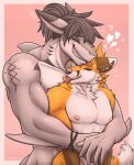 anthro canid canine duo embrace esszx eyes_closed fish fox heart_symbol hi_res holidays hug hugging_from_behind joey_(esszx) love male male/male mammal marine nipples nude red_fox shark tongue tongue_out true_fox valentine&#039;s_day wofychuu zetto_(esszx)