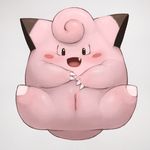  clefairy female feral hi_res looking_at_viewer nintendo open_mouth pok&eacute;mon pussy simple_background smile solo spread_legs spreading video_games white_background youjomodoki 