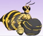 a.u.tumn anthro arthropod arthropod_abdomen belly big_belly big_breasts breasts hymenopteran insect male mandibles marissa_(wasp) navel solo stripes thick_thighs vore wasp wings yellow_body