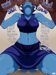  1boy 1girl blue_hair blue_skin breasts dark_skin deepthroat english fellatio huge_penis jlullaby lapis_lazuli_(steven_universe) midriff oral penis pussy_juice steven_universe testicles uncensored 