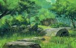  commentary_request day derivative_work flower grass highres hosoi_mikio karigurashi_no_arrietty nature no_humans outdoors plant rock scenery stone studio_ghibli traditional_media tree watercolor_(medium) 