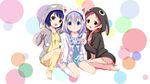  :d animal_hood barefoot black_sweater blue_dress blue_eyes blue_hair blush braid brown_eyes brown_hair bunny_hood cardigan dress eyebrows_visible_through_hair fangs full_body girl_sandwich gochuumon_wa_usagi_desu_ka? grey_sweater hair_between_eyes highres hood hooded_sweater jouga_maya kafuu_chino long_hair miaodan_poi multiple_girls natsu_megumi open_cardigan open_clothes open_mouth pajamas pink_legwear pink_shirt pink_shorts sandwiched shirt short_dress short_hair short_shorts shorts sitting smile sweater twin_braids v white_legwear white_sweater yellow_legwear yellow_shirt yellow_shorts 