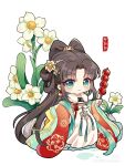  chibi chinese_clothes corobun daffodil flower hanfu highres non-web_source qixiong_ruqun ruqun tanghulu 