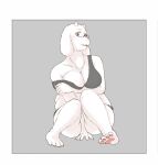  2023 4_toes anthro bikini black_bikini black_clothing black_swimwear boss_monster_(undertale) bovid caprine clothing feet female fur goat hi_res komm64 mammal pawpads solo swimwear toes toriel undertale_(series) white_body white_fur 