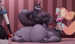 3d_(artwork) anthro arthropod back_muscles bee big_butt big_muscles big_pecs black_body black_bottomwear black_claws black_clothing black_fur black_pawpads black_shirt black_skirt black_topwear blue_hair body_size_growth bottomwear brown_body brown_fur butt butt_expansion canid canid_demon canine cellphone claws clothing demon digital_media_(artwork) electronics expansion female fox fur grey_body grey_fur group growth hair hand_on_chest hellhound helluva_boss hi_res huge_butt huge_muscles huge_pecs huge_thighs hybrid hymenopteran insect larger_male long_tail loona_(helluva_boss) male mammal multicolored_body multicolored_fur multicolored_hair muscle_growth muscular muscular_anthro muscular_arms muscular_male muscular_thighs mythological_canine mythological_creature mythology nipples oleanderin orange_hair pawpads pecs phone pink_clothing pink_hair pink_nipples pink_shirt pink_topwear queen_bee-lzebub_(helluva_boss) red_eyes shirt size_difference size_transformation skirt smaller_female tail thick_thighs topwear transformation trio vortex_(helluva_boss) white_body white_fur yellow_body yellow_fur