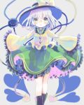  1girl black_hat blouse bow buttons diamond_button eyeball frilled_shirt_collar frilled_sleeves frills green_hair green_skirt hat hat_bow hat_ribbon heart heart_of_string hiyuu_(hiyualice) komeiji_koishi ribbon shirt skirt solo third_eye touhou wide_sleeves yellow_bow yellow_ribbon yellow_shirt 