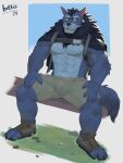  2024 3:4 abs absurd_res anthro barazoku biceps big_muscles biped blue_body blue_eyes blue_fur felid fur hi_res lion looking_at_viewer lucitheworgen male mammal muscular muscular_anthro muscular_male pantherine pecs solo 