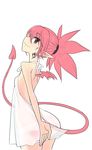  alternate_costume bat_wings breasts commentary_request demon_girl demon_tail disgaea dress earrings etna eyebrows_visible_through_hair eyes_visible_through_hair flat_chest hekaton jewelry looking_at_viewer looking_back makai_senki_disgaea mini_wings pointy_ears red_eyes red_hair see-through sideways_glance skull_earrings small_breasts smile solo sundress tail twintails wings 