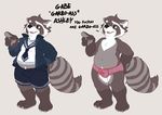  anthro bulge clothed clothing male mammal pointing raccoon seth-iova slightly_chubby 