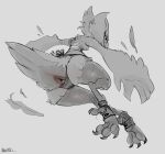  anthro anus avian avian_butt avian_feet beak big_anus bird camel_toe chest_wraps claws clothing feathered_wings feathers female footwear greyscale hi_res low-angle_view monochrome noctoc panties sketch small_waist solo tail tail_feathers toe_claws underwear winged_arms wings wraps 