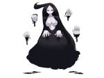  1girl ahoge black_dress black_hair bmp-to-png_conversion breasts breasts_out closed_mouth collarbone colored_nipples dress extra_hands floating full_body game_cg ghost_girl ghost_girl_(mon-musu_quest!) ghost_pose huge_ahoge large_breasts long_hair looking_at_viewer mon-musu_quest! monster_girl nipples non-web_source pale_skin red_eyes setouchi_(blackse) simple_background slime_(substance) smile solo transparent_background very_long_hair 