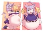 ahoge animal_humanoid belly big_belly big_breasts borvar bottomwear breasts cat_humanoid cheerleader_outfit clothing disembodied_penis duo eyes_closed felid felid_humanoid feline feline_humanoid fellatio female footwear genitals hair hi_res hololive huge_breasts human humanoid kneeling male male/female mammal mammal_humanoid okayu_nekomata open_mouth oral penile penis pom_poms purple_eyes purple_hair sex short_hair signature skirt tail teeth text tongue tongue_out topwear under_boob vtuber