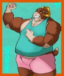  absurd_res anthro belly bovid caprine clothing exhibitionism goat hi_res horn male mammal manly muscle_tone muscular muscular_male nanuk_(artist) overweight overweight_male solo 