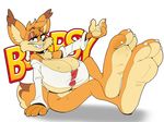  2017 anthro big_breasts breasts bubsy bubsy_(series) claws cleavage clothed clothing crossgender feline female looking_at_viewer lynx mammal paws rabid simple_background solo video_games white_background 