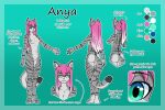  3:2 anthro anya_(atlas_jkb) atlas_jkb black_nose breasts chest_tuft countershading digitigrade dipstick_ears dipstick_tail domestic_cat ear_markings english_text featureless_breasts featureless_crotch felid feline felis female front_view fur gradient_hair green_eyes grey_body grey_fur hair hi_res inner_ear_fluff long_hair looking_at_viewer mammal markings model_sheet multicolored_ears nude pawpads pink_hair pink_pawpads ponytail rear_view smile solo standing star_pupils striped_body striped_fur striped_markings striped_tail stripes tabby_cat tail tail_markings text thick_tail tuft white_hair 