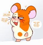  blush cricetid crushpepper english_text hamster hamtaro hamtaro_(series) hi_res looking_back male mammal rodent solo tagme tail text whiskers 