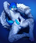  2017 4_toes 5_fingers angiewolf anthro balls biped blue_background blue_eyes blue_fur blue_hair blue_tail blue_theme cool_colors detailed detailed_fur erection eyewear feline fluffy fluffy_tail front_view full-length_portrait fur glans glasses gradient_background hair hand_behind_head humanoid_hands humanoid_penis leopard looking_at_viewer lying male mammal nude on_back penis pinup portrait pose short_hair signature simple_background snow_leopard soft_shading solo spiky_hair spots spotted_fur spotted_tail toes xyphurus 