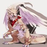  1:1 2018 3_claws 4_claws claws dragon eastern_dragon feathered_wings feathers fur furred_dragon furred_scalie hi_res jia kemono kerchief multicolored_body multicolored_fur mythological_creature mythological_scalie mythology neck_tuft neckerchief open_mouth open_smile red_eyes red_kerchief red_neckerchief red_tongue scalie simple_background smile snout standing tan_body tan_fur teeth tongue tuft two_tone_body two_tone_fur white_body white_fur white_wings wings 