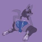 absurd_res animal_humanoid anthro balls bent_over big_butt bodily_fluids bottomwear bulge bulge_from_behind butt canid canid_humanoid claws clothing cum cum_between_toes cum_on_body cum_on_butt cum_on_feet cum_on_penis cumming_through_clothing ejaculation excessive_cum excessive_genital_fluids feet femboy foot_fetish generation_4_pokemon genital_fluids genitals hi_res hotpants humanoid kneeling legwear lucario male mammal mammal_humanoid nintendo pawpads penis pokemon pokemon_(species) shorts solo solo_focus spike_draws thick_thighs thigh_highs tight_bottomwear tight_clothing tight_shorts toe_claws