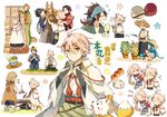  6+boys ^_^ androgynous bad_id bad_pixiv_id bandana black_hair blue_eyes blue_hair bowl brown_hair cape chopsticks closed_eyes cup dango drinking fang flower food fox hat holding holding_chopsticks horse hose houhou_(black_lack) ima-no-tsurugi japanese_clothes kashuu_kiyomitsu katsugeki/touken_ranbu konnosuke maeda_toushirou mikazuki_munechika mitarashi_dango morning_glory multiple_boys mutsu-no-kami_yoshiyuki open_mouth otegine ponytail red_eyes rice saniwa_(katsugeki/touken_ranbu) saniwa_(touken_ranbu) sayo_samonji seiza sitting smile squatting touken_ranbu translation_request wagashi white_hair yamato-no-kami_yasusada yellow_eyes yunomi 