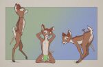 absurd_res anthro anus balls bent_over bottomwear butt clothed clothing deer digital_media_(artwork) farrier genitals half-closed_eyes hi_res kneeling loincloth loincloth_only looking_at_viewer male mammal melee_weapon narrowed_eyes navel raised_tail seductive simple_background smile solo sword tail topless topless_anthro topless_male tuke weapon