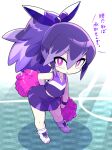  blush_stickers cheerleader crop_top from_above frown high_ponytail holding holding_pom_poms hyakkihime leaning_forward long_hair looking_at_viewer multicolored_hair nollety pink_eyes pom_pom_(cheerleading) purple_hair skirt sleeveless translation_request two-tone_hair youkai_(youkai_watch) youkai_watch 