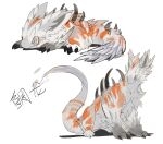  2017 all_fours ambiguous_gender anthro chinese_text claws cute_fangs dragon feral fur furred_dragon furred_scalie grey_eyes hi_res horn jia multicolored_body multicolored_fur mythological_creature mythological_scalie mythology orange_body orange_fur scalie simple_background smile snout solo text two_tone_body two_tone_fur white_background white_body white_fur 