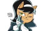  2024 4_fingers accessory anthro big_eyes black_eyebrows black_hair black_nose blue_clothing blue_jacket blue_topwear bust_portrait clothed clothed_anthro clothed_female clothing curved_eyebrows dark_clothing dark_eyebrows dark_hair dark_jacket dark_nose dark_topwear dated dbaru digital_drawing_(artwork) digital_media_(artwork) domestic_cat eyebrow_through_hair eyebrows eyelashes felid feline felis female finger_gun fingers front_view fur gesture glistening glistening_eyes gloves green_eyes hair hair_accessory hairband hand_gesture handwear humanoid_hands iris jacket kitty_katswell light_body light_clothing light_ears light_fur light_gloves light_handwear light_sweater looking_at_viewer mammal medium_hair monotone_body monotone_clothing monotone_fur monotone_gloves monotone_hair monotone_handwear monotone_jacket monotone_sweater monotone_topwear mouth_closed nickelodeon one_eye_closed open_clothing open_jacket open_topwear portrait prick_ears pupils simple_background smile smiling_at_viewer smirk smirking_at_viewer solo sweater t.u.f.f._puppy tan_body tan_ears tan_fur topwear translucent translucent_hair turtleneck white_background white_clothing white_gloves white_hairband white_handwear white_sweater white_topwear wink winking_at_viewer 