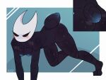  4:3 anthro arthropod black_body black_eyes blush bodily_fluids breasts butt digital_media_(artwork) female genital_fluids genitals glowing glowing_genitalia hi_res hollow_eyes hollow_knight hornet_(hollow_knight) insect nipples nude simple_background solo team_cherry thick_thighs wide_hips xise 