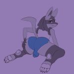 absurd_res animal_humanoid anthro balls bent_over big_butt bottomwear bulge bulge_from_behind butt canid canid_humanoid claws clothing feet femboy foot_fetish generation_4_pokemon genitals hi_res hotpants humanoid kneeling legwear lucario male mammal mammal_humanoid nintendo pawpads penis pokemon pokemon_(species) shorts solo solo_focus spike_draws thick_thighs thigh_highs tight_bottomwear tight_clothing tight_shorts toe_claws