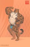  2017 abs anthro areola balls benji_(character) big_arms body_builder clothed clothing clouded_leopard contest ear_piercing feline flaccid flexing green_eyes hyper hyper_muscles mainlion male mammal markings musclegut muscular muscular_male nipples partially_clothed pecs penis penis_shaped_bulge piercing simple_background smile smirk solo spots steroids thick_thighs underwear vein veiny_muscles wardrobe_malfunction 