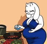  anthro belly big_belly big_breasts boss_monster breasts caprine claws clothed clothing female fur game_(disambiguation) goat horn mammal pregnant solo toriel undertale video_games white_fur 