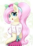  &lt;3 2017 anthro anthrofied blush bow equine flower fluttershy_(mlp) friendship_is_magic horse joakaha looking_at_viewer mammal my_little_pony plant pony smile 