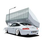  car commission english_commentary glint grey_car highres license_plate motor_vehicle original porsche porsche_911 porsche_996 shadow signature simple_background sports_car vehicle_focus wang-tang_(_lose_control) white_background 